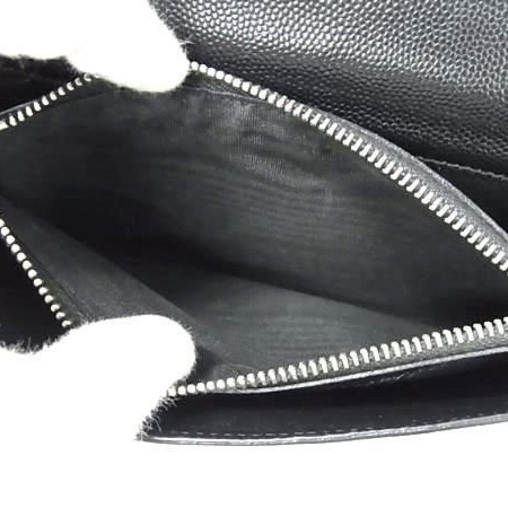 Saint Laurent Wallet Black Leather Round Zipper Long Wallet - Picture 4 of 6